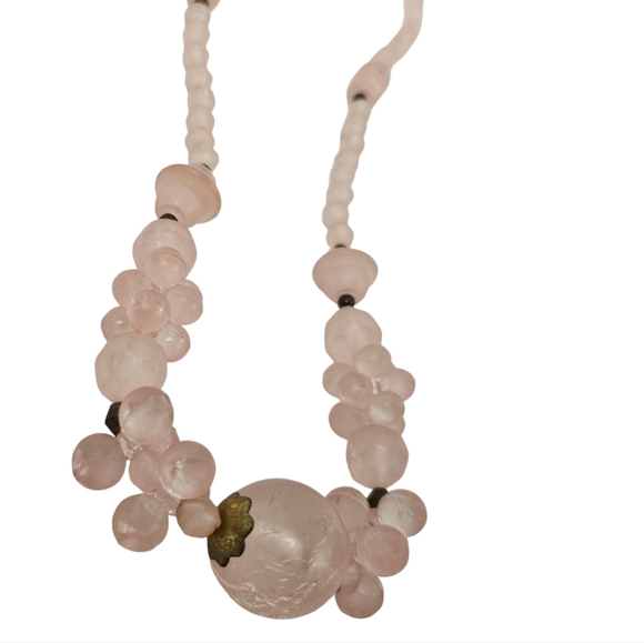 Vintage Pink Rose Cluster Bead Unique Statement Necklace - Picture 3 of 5